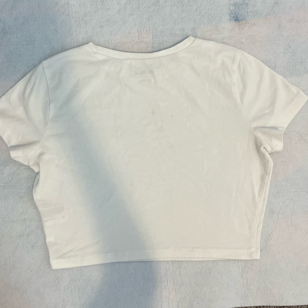 Girls White Cropped Shirt (Size L)